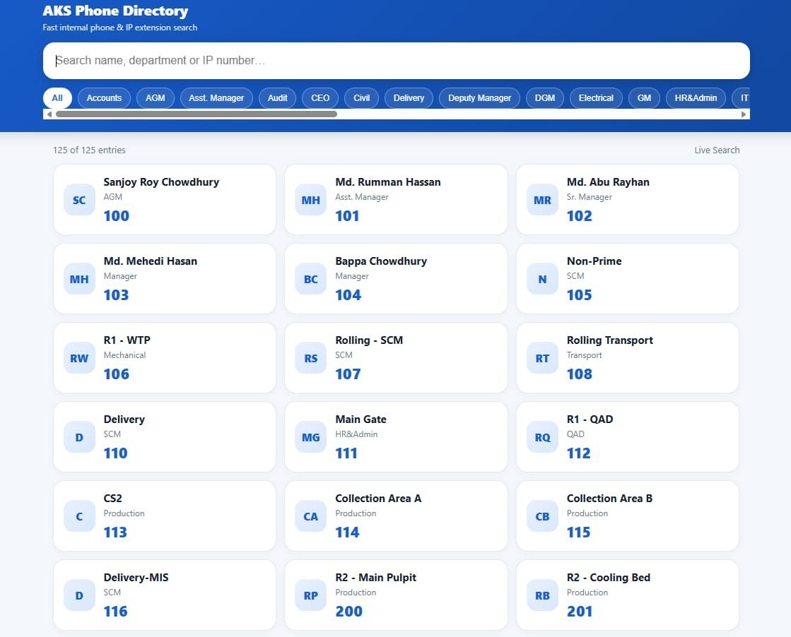 AKS Phone & IP Directory screenshot